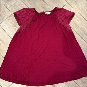 Hannah Burgundy Lace Sleeve Blouse